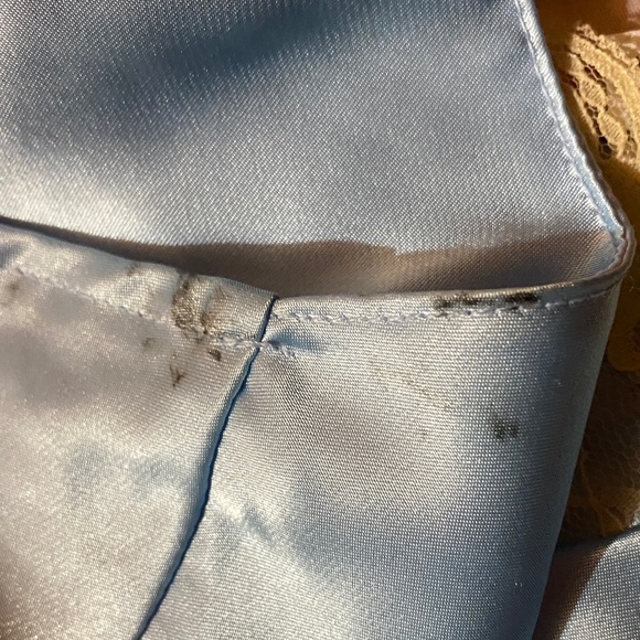 Light Blue Satin Tank Top with Lace Trim - Picture 4 of 4